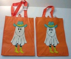 2 HEB 13 x 10 Ghost Candy Halloween Trick or Treat Bags Orange