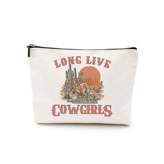 Funny Cowgirls Gift Cosmetic Bag Western Decor 9.7×7 inches, Multicolor