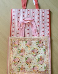 2-XL-Reusable Shopping shoulder Bags-Floral-Citrus Oranges-Raspberry Pink Flower