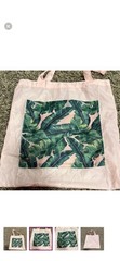 Pink Green All-Over Leaf Foldable Reusable Shopping Bag Nylon