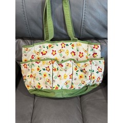 Winnie the Pooh Floral Utility Tote Bag Multi Pocket Organizer Green
