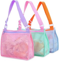 Beach Toy Mesh Beach Bag Kids Shell Collecting Bag Sand Toy Seashell Bag Wate…