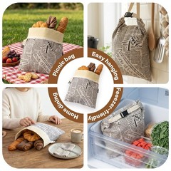 Pzzpzs 2 Pack Reusable Beeswax Bread Bags for Sourdough,Natural Linen White