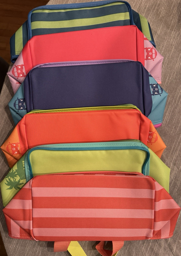 Trader Joe’s Mini Insulated Tote Bags, Pack of 6, Multicolor Striped 10x6x6