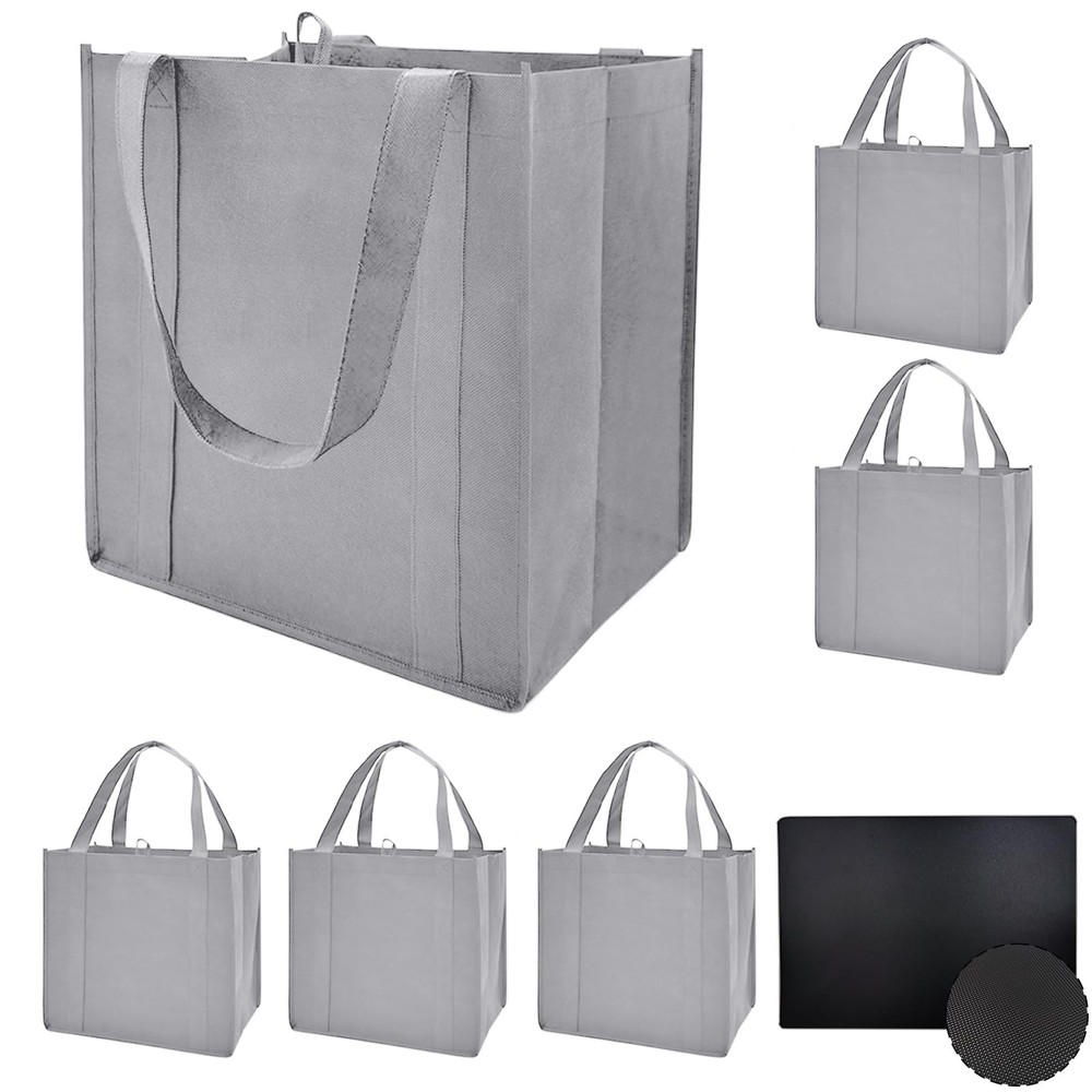 6 PCS Reusable Grocery Bag Reinforced Handle Thick Bottom Board 45lb Large