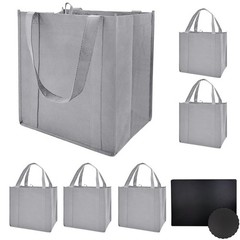 6 PCS Reusable Grocery Bag Reinforced Handle Thick Bottom Board 45lb Large