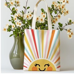 Canvas Tote Bag Sunlight Reusable Cotton Bag for Women, Durable Cloth Shoulde…