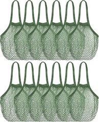 12 Pcs Reusable Cotton Mesh Grocery Bag Washable String Bag Farmers Market