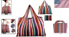 Washable and Eco-Friendly Reusable Grocery Totes – 2-Pack Rainbow Foldable Bags