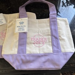 Trader Joe’s Mini Pastel Canvas Tote Purple Limited (New With Tag) 5 AVAILABLE