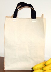 Turtlecreek USA 4 PAK Cotton CANVAS GROCERY BAG Shopping Tote Short Navy Handles