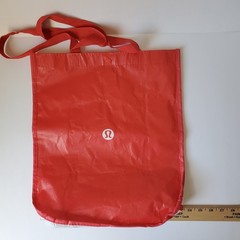 Lot Of 8 Lululemon Shopping Bags Snap Close Red White Black Print Reusable Tote