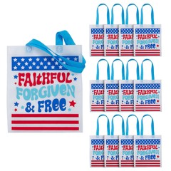 10″ x 12″ Medium Religious Groovy Patriotic Nonwoven Tote Bag – 12 Pc.