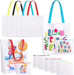 10 Pcs Sublimation Tote Bags Bulk, 5 Sublimation Blanks Canvas Tote Bags & 5 Cos