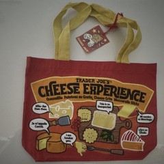 Trader Joe’s Cheese Experience Reusable Shopping Bag Red Yellow Cotton