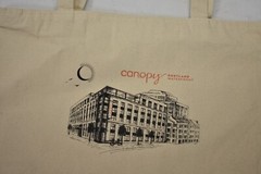 Canopy Portland Waterfront Reusable Canvas Tote Bag 16″ x 13″ Natural Color
