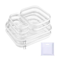 6 Pack Clear Hard Shell Zipper 35*30*5cm/25*20*5cm/19*10*5cm, transparent