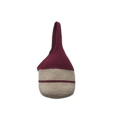 LARGE Heavy Duty Tightly Crochet Maroon & Cream Market Shoulder Bag
