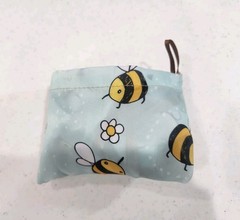 Wrapables Foldable Tote Nylon Reusable Grocery Bag Pouch Bumble Bee Flower Used