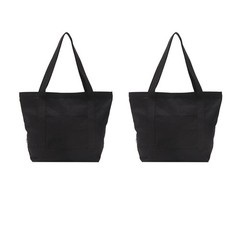 Heavy Duty 100% Cotton Canvas Zipper Beach Shoulder Grocery Tote Bag With Out…
