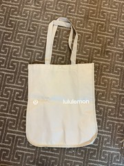 Lululemon Reusable Shopping Tote Bag Black White Logo Snap Closure – Large