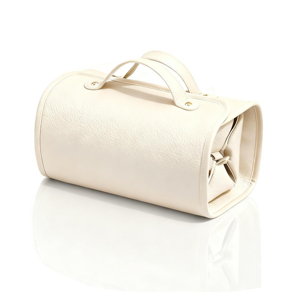 YORJLBK Large Makeup Bag Faux Leather Cosmetic Travel Clear White