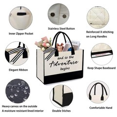 Adventure Canvas Tote Bag, Bridal Shower Gifts for Bride,Wedding Gift Bag, En…