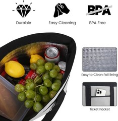 2PK Reusable Grocery Tote Bags Insulated Cooler Shopping Bag Grey Universal