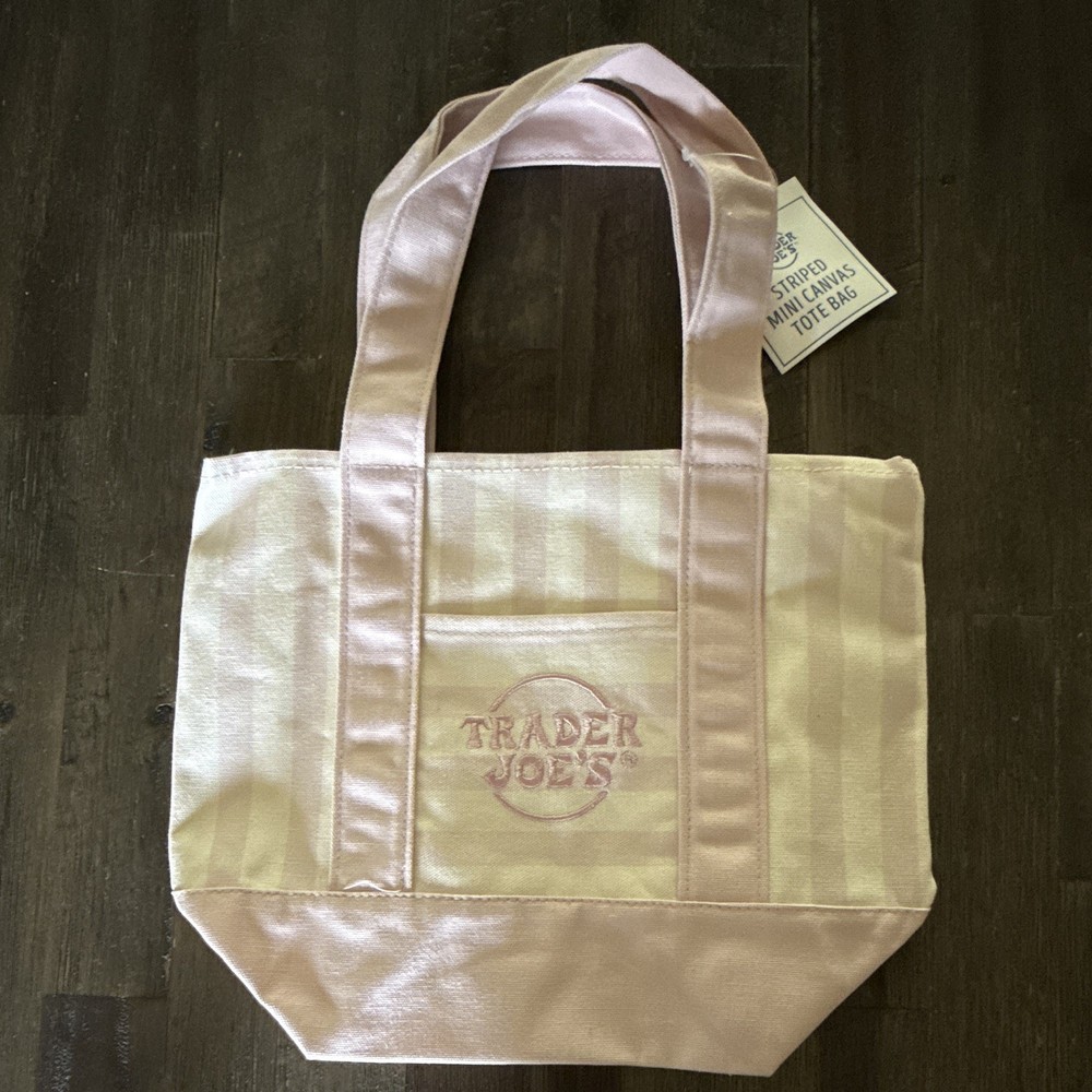 NWT Trader Joe’s Reusable Small Striped Canvas – Pink Viral Tote