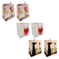 6-Pack Reusable Bag Shopping Totes 13″ W x 14.5″ H x 8.25″ D Hearts