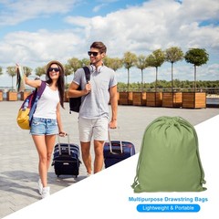3pcs Reusable Drawstring Bags, 10×12.6″ Multipurpose Bags, Light Green