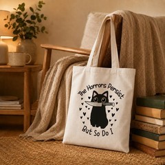 Canvas Tote Bag for Women, Funny Black Cat Shoulder Bags, Inspirational Canva…