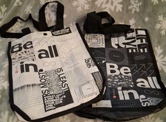 Lululemon Reusable Shopping Tote Bag Small Black Silver Red Lot 2 Recycle EUC
