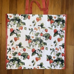 NEW Strawberries 🍓& BLOSSOMS 🌼Shopping Bag Reusable Travel Tote TJ Maxx RED