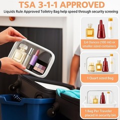 4 PCS Clear Travel Toiletries Bag, CAA Approved Waterproof Toiletry White
