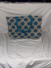 White & Blue Polka Dot Tote Bag 13″ H x 13″ W x 6″ D NWOT