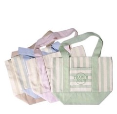 Trader Joe’s MINI PASTEL STRIPE CANVAS TOTE BAGS Set of 4 AUTHENTIC