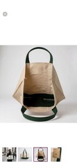 Trader Joe’s Foldable Canvas Reusable Shopping Bag Beige Green AND RED MINI TOTE