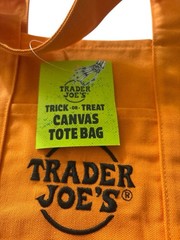 NWT 2025 Trader Joe’s Lot of 2 Mini Halloween Orange & Black Canvas Tote Bags