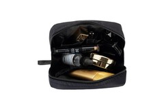 Hekyip Rectangular Beauty Bag, Small Travel Makeup Bag All Black