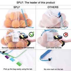 Heavy Duty Reusable Mesh Produce Bag Food Safe Drawstring Grocery Toy 12 PCS