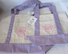 Trader Joe’s Large & Mini Pastel Canvas Reusable Tote Shopping Bag Purple Set