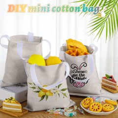Moukeren 50 Pcs Mini Canvas Tote Bags Bulk 8 x 8 Inch DIY Small Blank Tote Ba…