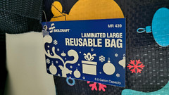 SKILCRAFT LAMINATED LARGE TOTE UTILITY BAG REINDEER 6.5 Gallon Navy Pink NWT