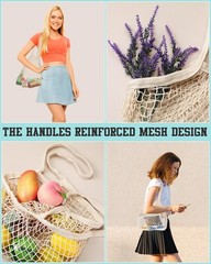 12 Pcs Reusable Cotton Mesh Grocery Bag Washable String Bag Farmers Market