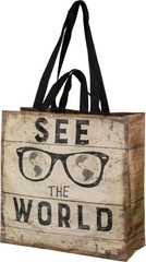 Double Sided Reusable Market Tote Bag | See The World | Primitives by Kathy
