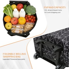 Large Foldable Wheeled Shopping Bag, Insulated Waterproof Reusable Grocery Bag,