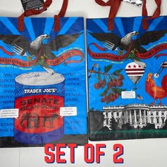 Lot 2x Trader Joe’s Washington DC Tote Bag Eco Reusable Shopper USA White House