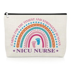NICU Nurse Gifts Makeup Bag Thank You Gift for Midwife Doula Off White