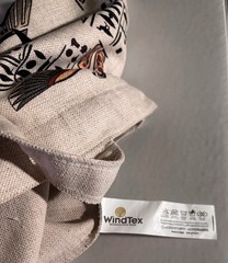WindTex Canvas Egyptian Pattern Foldable Reusable Shopping Bag Beige Brown Black